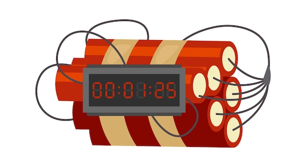 Vector explosieven met timer vectorillustratie