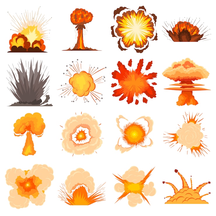 Vector explosion effect icons set