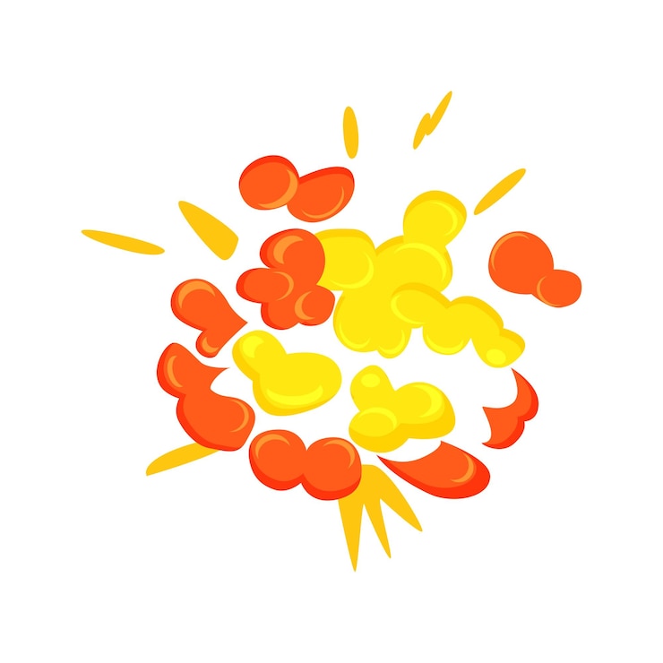 Vector explosion with smoke flame and fire radial effects comic bomb blast