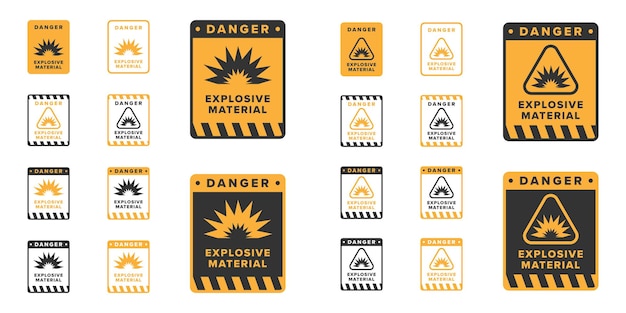 Vector explosive icon sign design vector explosives hazard warning icon board