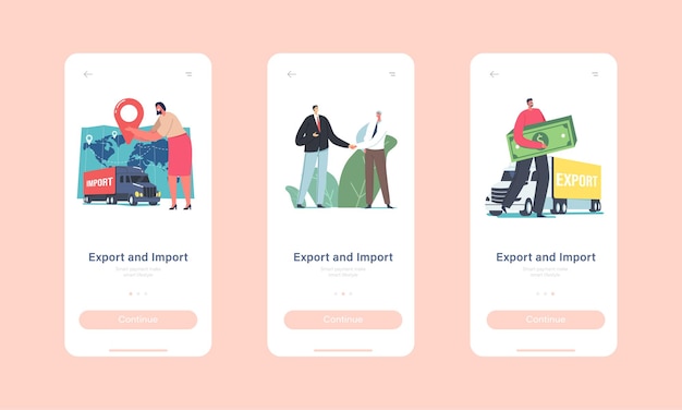 Export or import mobile app page onboard screen template