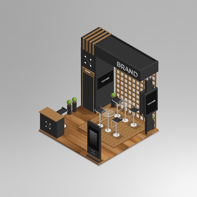 Expositie stand mockup 3d isometrische vector