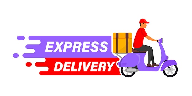 Expresbezorging Dringende verzendservices Koerier op een scooter gaat snel Snelle online service 247-badge voor advertentie Snelle levering Gratis verzending Snelle verzending Express-tijdlevering