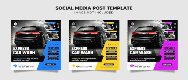 Express Car Wash Social Media Instagram-post en bannersjabloon voor promotie