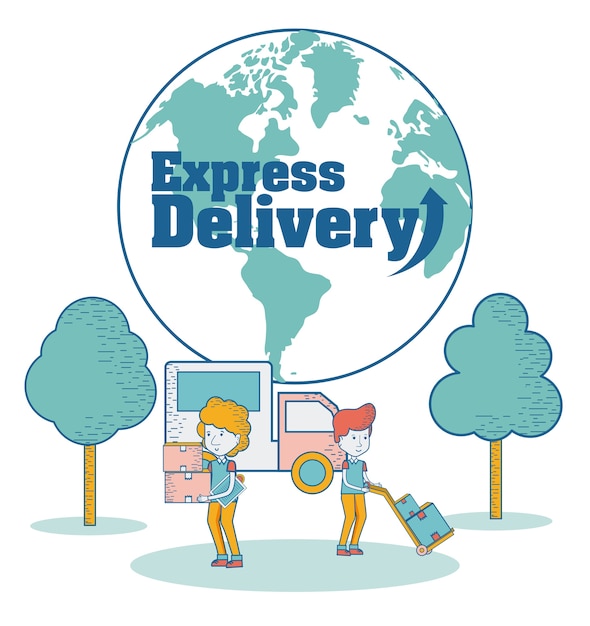 Express delivery cartoon