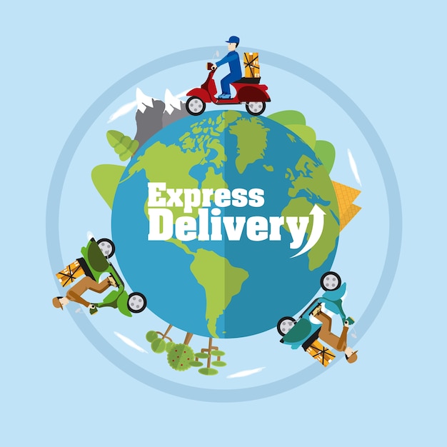 Vector express delivery cartoons