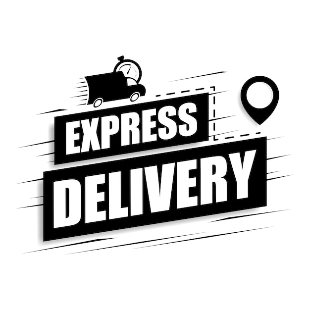 Express delivery-concept met autopictogram en gps-bestemmingen.