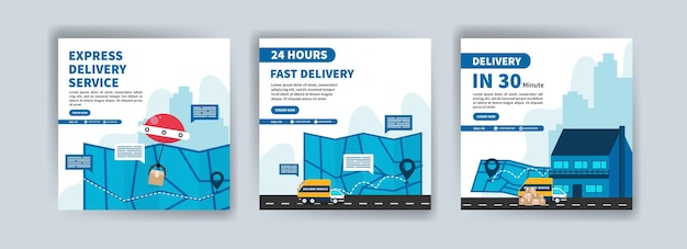 Express delivery service. fast delivery 24 hours. delivery in 30 minute. banner vector for social media ads, web ads, business messages, discount flyers and big sale banners.