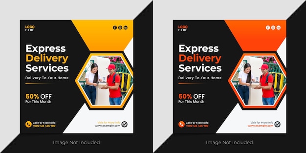 Express delivery service Social media post vector template