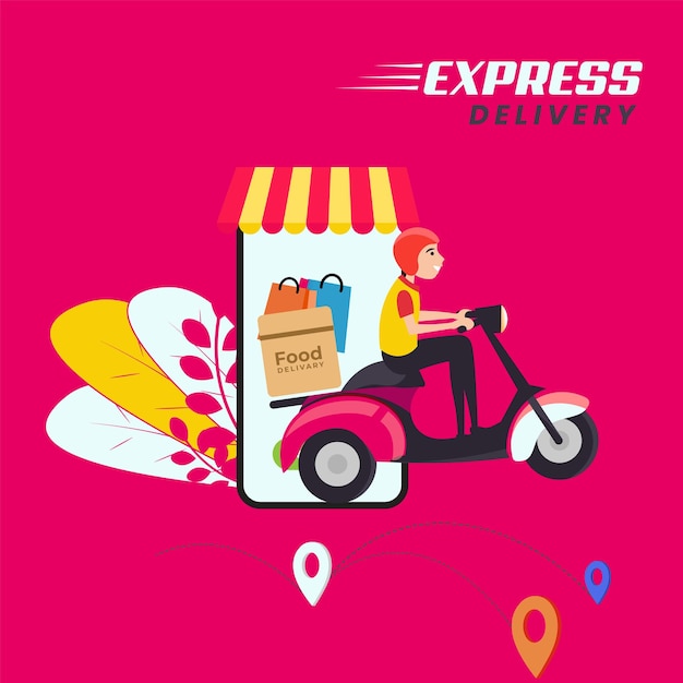 Express Delivery Social media post, Scooter delivery, Online delivery service, home delivery ads