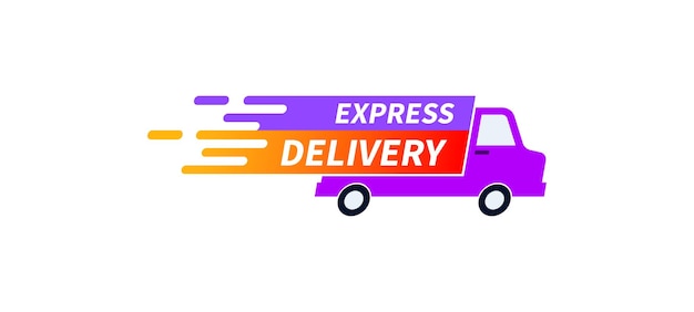 Express delivery truck label vector