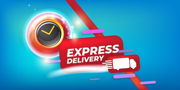 Express Delivery with alarm clock banner design template