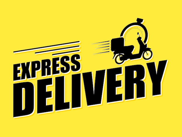 Express levering concept icoon Mini venwith stopwatch icoon op gele achtergrond Concept van service bestelling snelle gratis en wereldwijde levering Vector illustratie