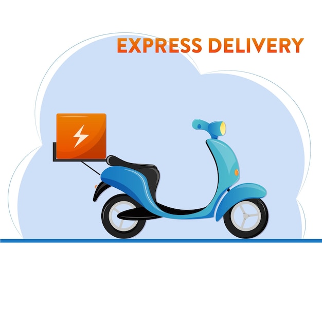 Express, snel, scooter levering illustratie. Verzendservice voor websites vector cartoon