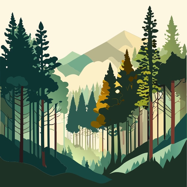 Vector express the tranquility of a forest in watercolor vector illustration