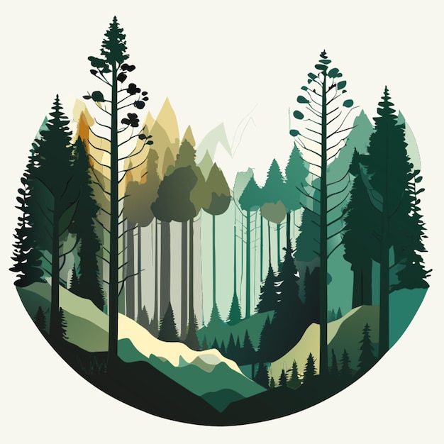 Vector express the tranquility of a forest in watercolor vector illustration