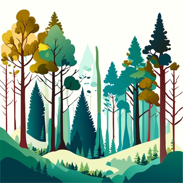 Vettore esprimere la tranquillità di una foresta in illustrazione vettoriale ad acquerello