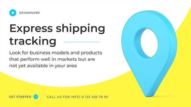 Express verzending tracking kaart pin webservice internationale pakketbezorging banner 3d pictogram vector