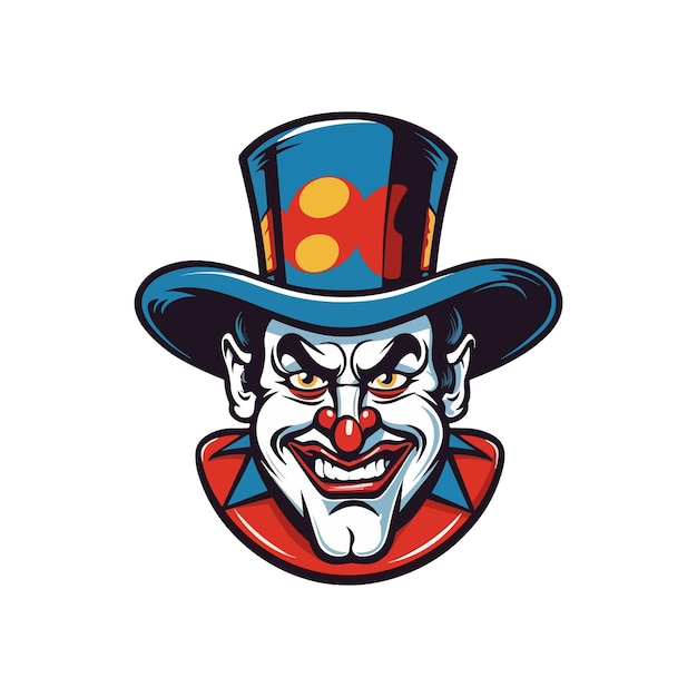 Vector expressieve clown hoofd logo ontwerp illustratie die de grillige charme en speelse geest vastlegt