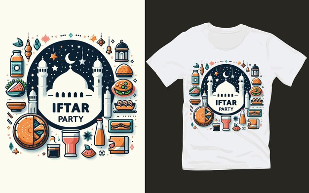 Vector expressing joy and unity through modern ramadan iftar party t shirt design concept