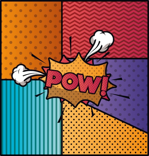 Expression bubble with pow pop art style