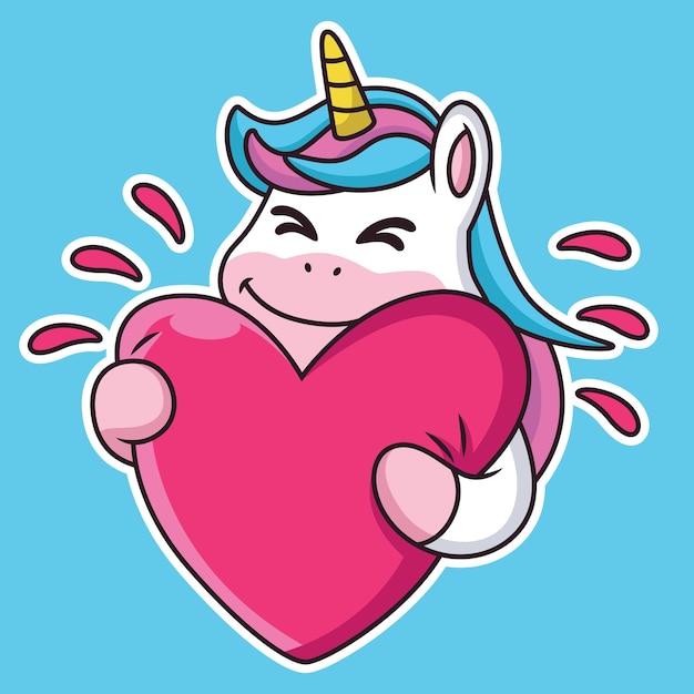 Expression Cute Unicorn Cartoon give of Love