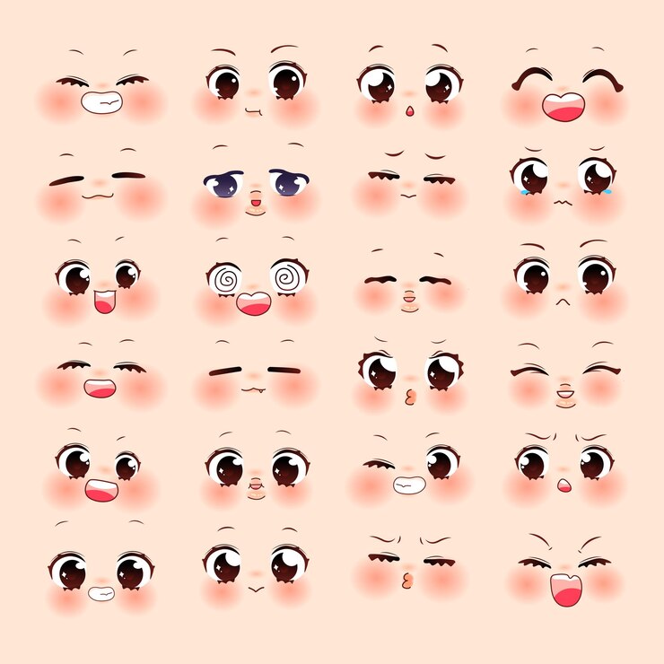 감정 개념 집합의 표현입니다. 인간의 만화 그림 감정 얼굴