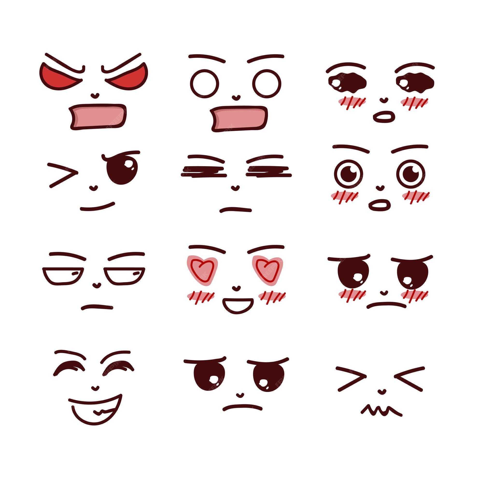 Kawaii emotions face set. Vector illustration. 23913407 Vector Art at  Vecteezy