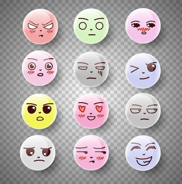 Expression of emotion concept set cartoon illustration emotion\
face of human