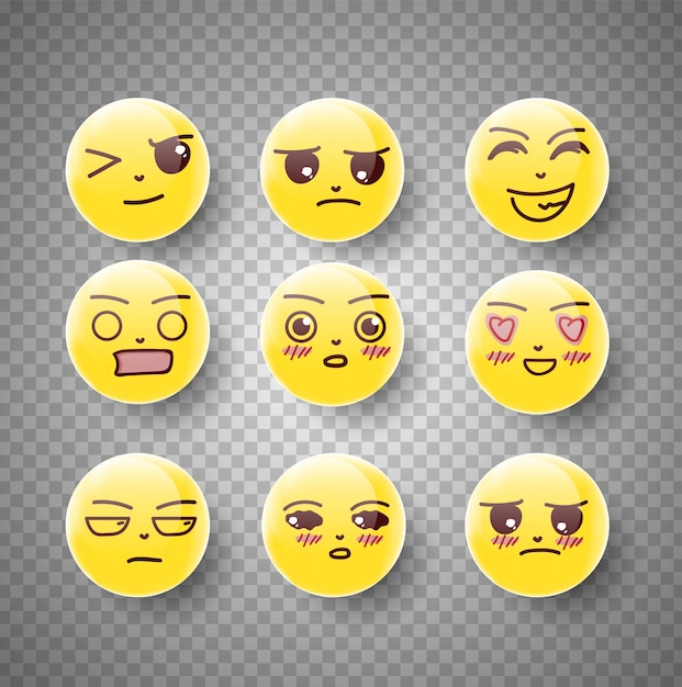 Expression of emotion concept set cartoon illustration emotion\
face of human