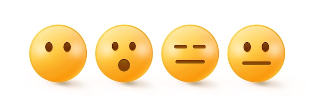 Vector expressionless yellow emoji on white background