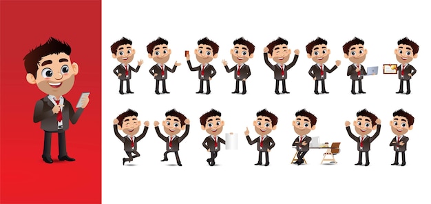 Expressive businessman in different poses