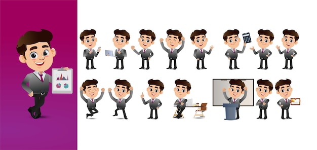 Expressive businessman in different poses