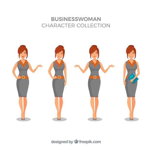 Expressive businesswoman character collection