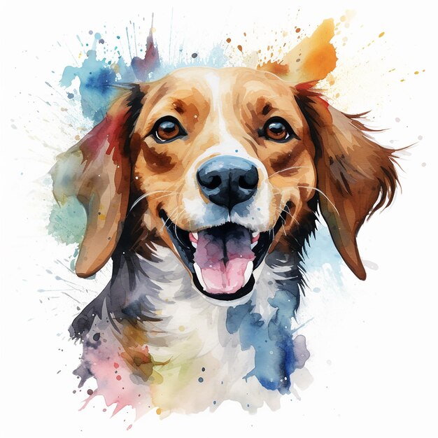 Vector expressive canine painting on a white background