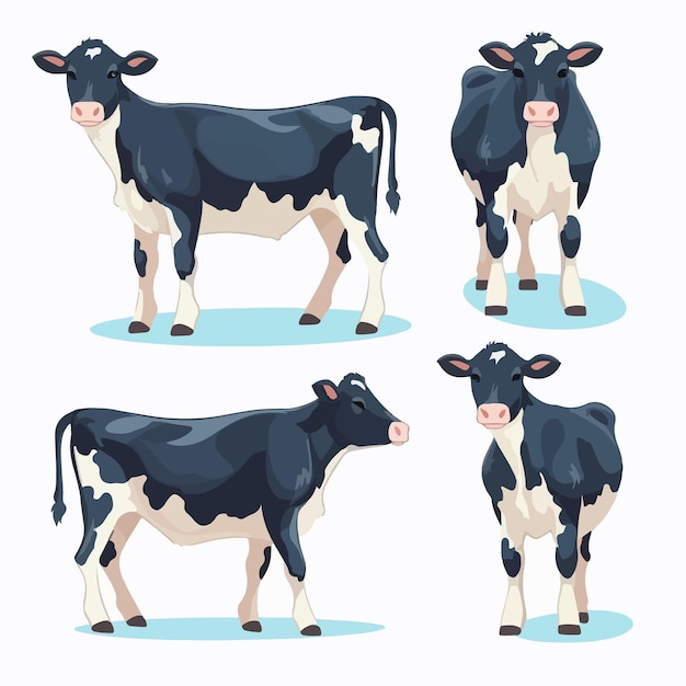 Expressive cow illustrations with intricate details in their features