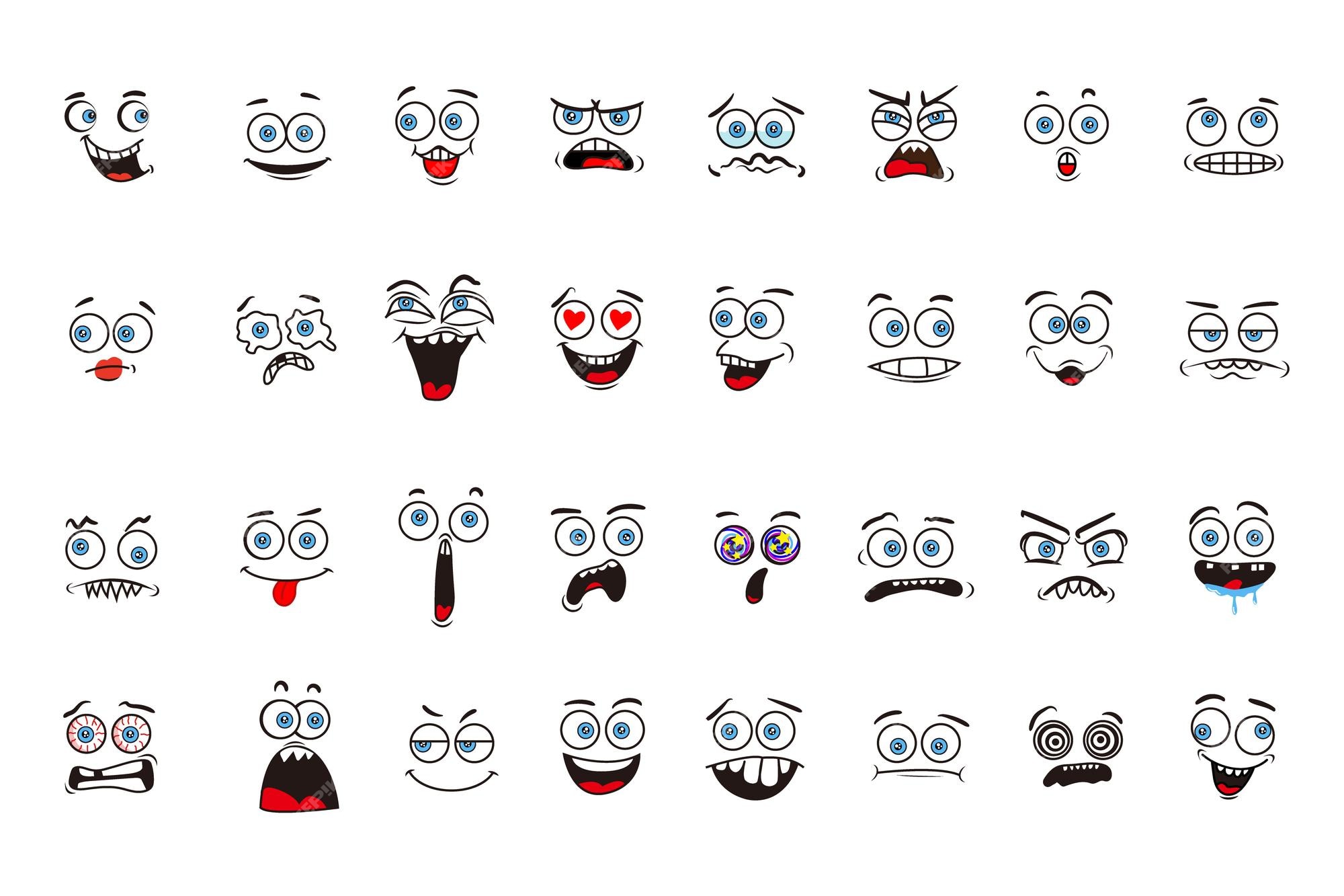 Cartoon Face Expression Mouth And Eyes Expressing Happy Faces Expressive  Emotions Isolated Smiling Angry Crying Decent Vector Characters Stock  Illustration - Download Image Now - iStock