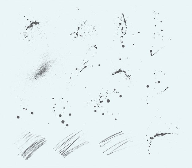 Vector expressive ink blots and pencil strokes.