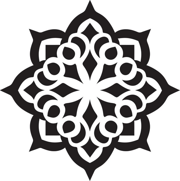 Exquisite geometric design arabic floral tiles vector arabesque charm black floral logo icon