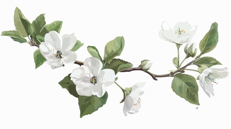 Vector exquisite handdrawn sampaguita branch vector with flower illustration