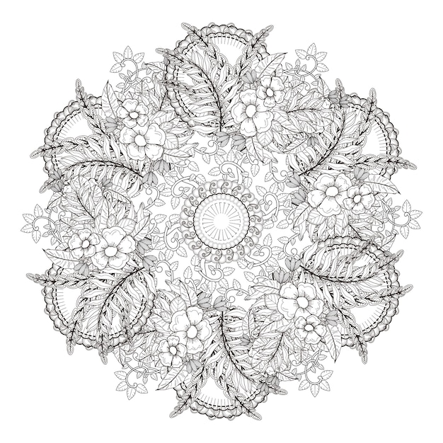 Squisito design pattern mandala in bianco e nero