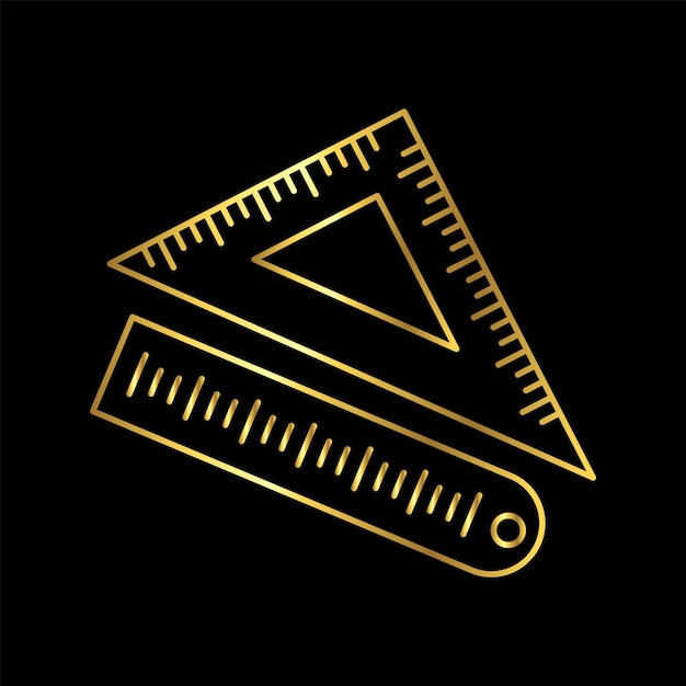 Vector exquisite ruler for distinctive markings icon vector template flat gold