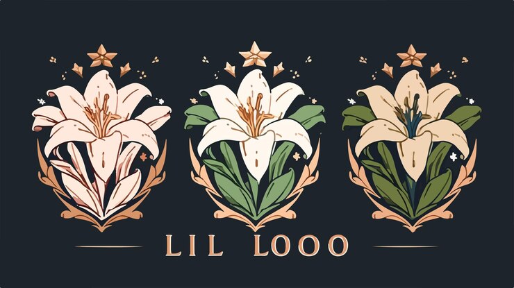 Vector exquisite vintage lily flower heraldic logotype design
