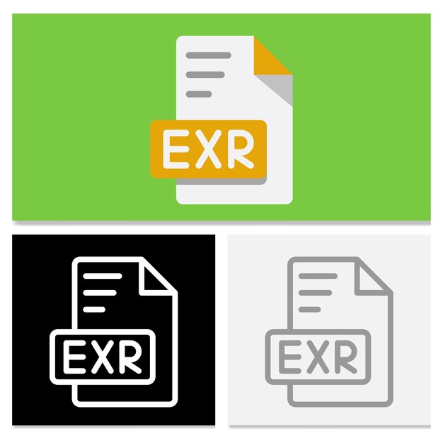 Exr document file format set of file format flat icons for various platforms