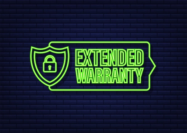 Extended warranty label or sticker. badge, icon, stamp. neon icon. vector illustration.