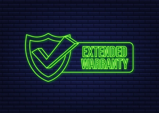 Extended warranty label or sticker. badge, icon, stamp. neon icon. vector illustration.