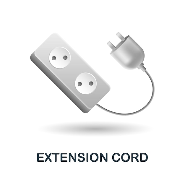 Extension Cord icon 3d illustration from construction instruments collection Creative Extension Cord 3d icon for web design templates infographics and more