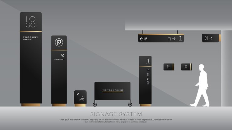 Vector exterior and interior signage concept