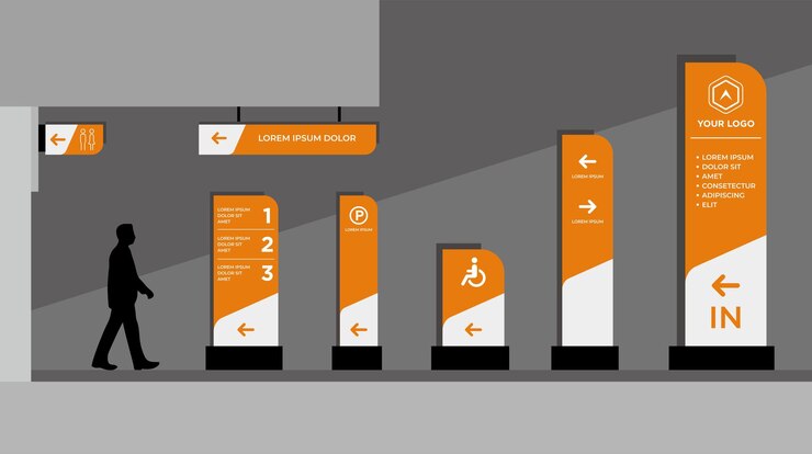 Vector exterior and interior signage template set corporate identity