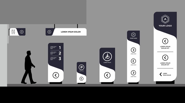 Vector exterior and interior signage template set corporate identity